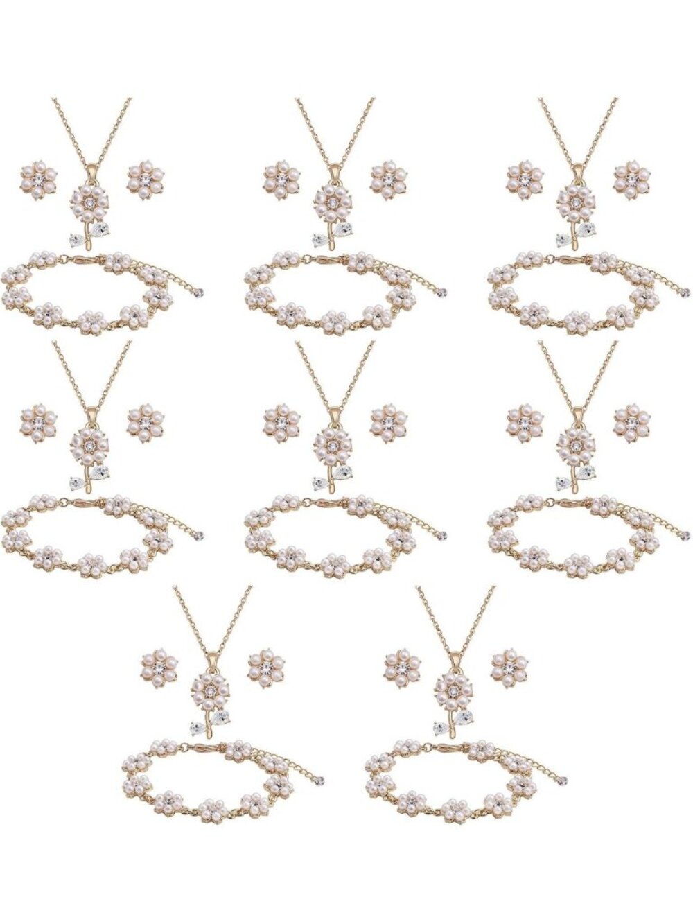 Elegant Bridesmaid Jewelry Set - 18K Gold/Silver/Rose Gold Flower Pendant